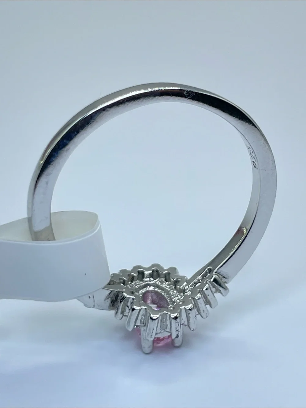 Swarovski Crystal Elements Pink Oval Cut Crystal Halo Dainty Ring Sz 10